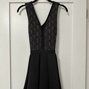 Black and gold formal mini dress